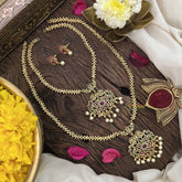 Vriksham Designer Combo Diamond Neckpiece-Red Green-G18862